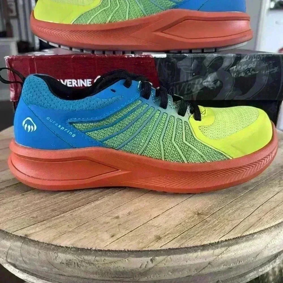 Wolverine Bolt Durashocks Shoes Carbonmax Safety Toe Yellow Blue Women Sz 8.5 - Picture 2 of 8